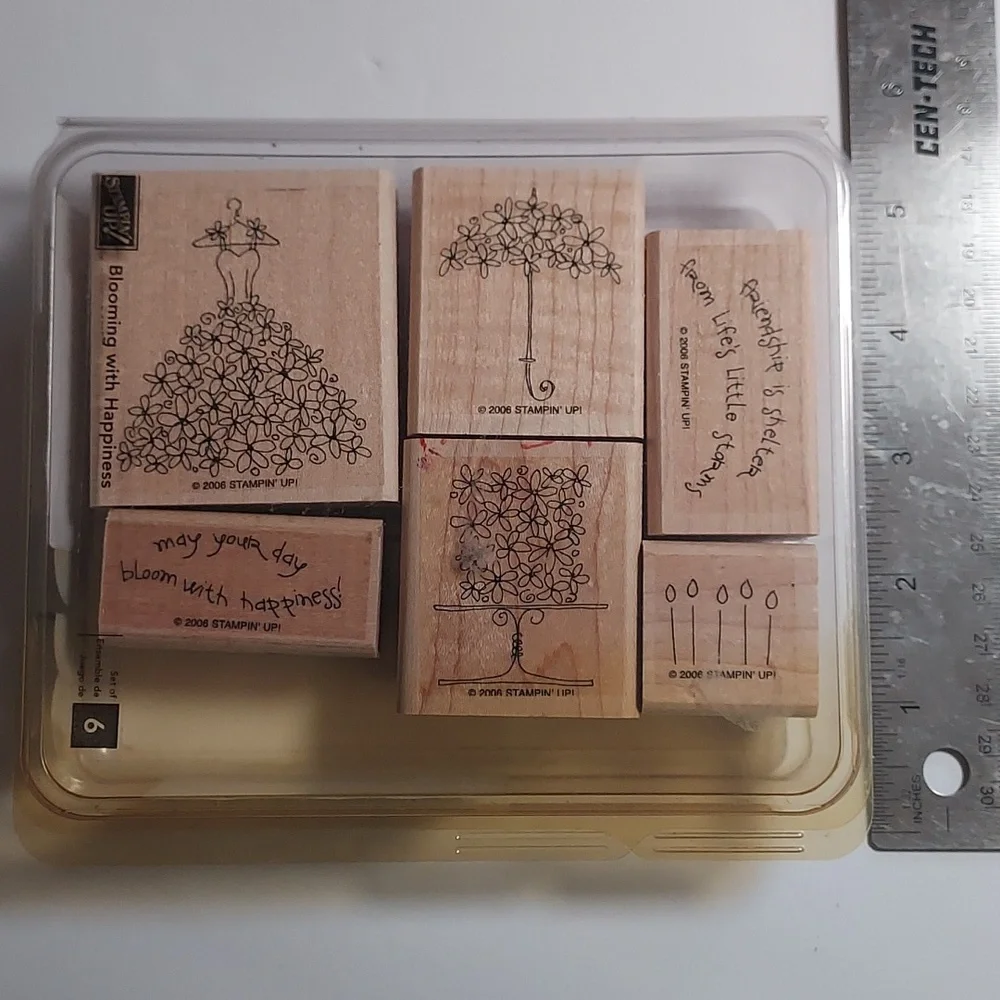 Rubber Stamp Set Birthday Floral Flower Set Birthday Cake